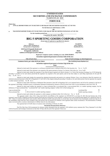 Thumbnail Big 5 Sporting Goods 10-K Annual Report 2015