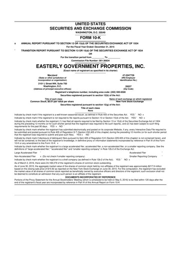 Thumbnail Easterly Government Properties 10-K Annual Report 2015