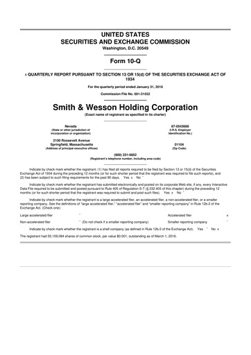 Thumbnail Smith & Wesson 10-Q Quarterly Report FY2016 