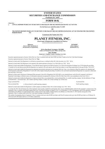 Thumbnail Planet Fitness
 10-K Annual Report 2015
