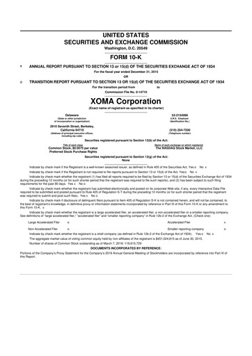 Thumbnail XOMA Royalty 10-K Annual Report 2015