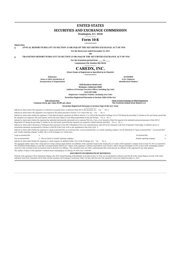 Thumbnail CareDx 10-K Annual Report 2015