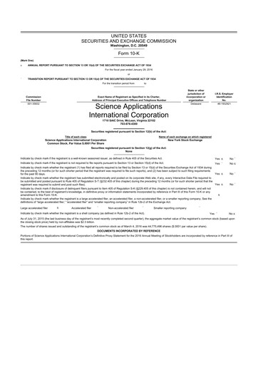 Miniature SAIC (Science Applications International Corp) 10-K Rapport annuel 2016