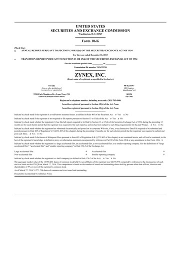 Thumbnail Zynex 10-K Annual Report 2015