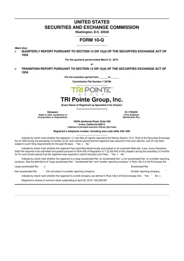 Vorschaubild Tri Pointe Homes 10-Q Quartalsbericht 2016 