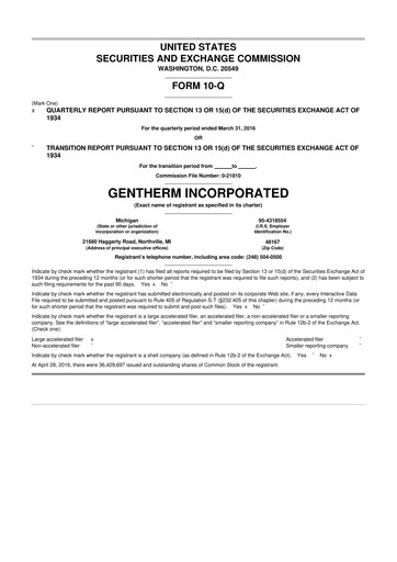 Vorschaubild Gentherm 10-Q Quartalsbericht 2016 