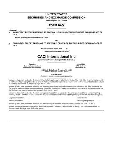 Thumbnail CACI International Inc 10-Q Quarterly Report FY2016 