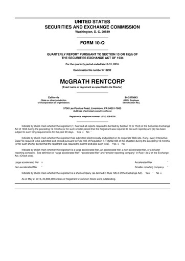 Thumbnail McGrath RentCorp
 10-Q Quarterly Report FY2016 