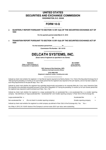 Vorschaubild Delcath Systems 10-Q Quartalsbericht 2016 