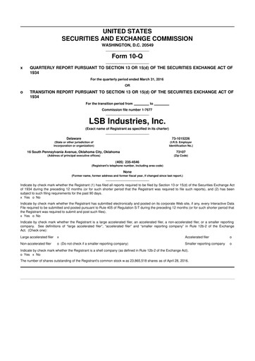 Thumbnail LSB Industries 10-Q Quarterly Report FY2016 