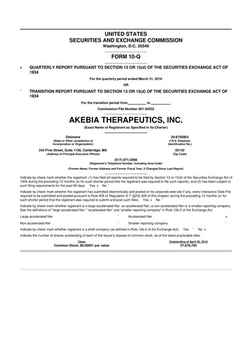 Thumbnail Akebia Therapeutics 10-Q Quarterly Report FY2016 