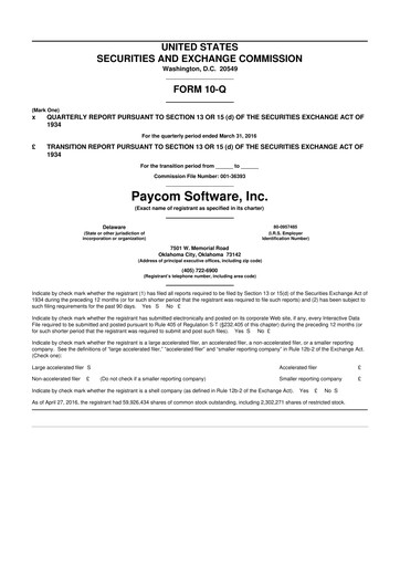 Miniature Paycom
 10-Q Rapport trimestriel 2016 