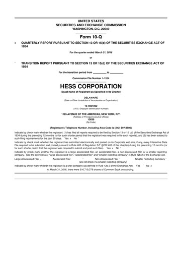 Vorschaubild Hess 10-Q Quartalsbericht 2016 