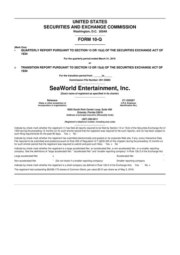 Thumbnail United Parks & Resorts 10-Q Quarterly Report FY2016 