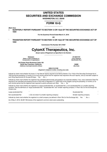 Thumbnail CytomX Therapeutics
 10-Q Quarterly Report FY2016 