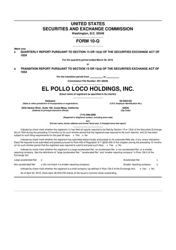 Thumbnail El Pollo Loco
 10-Q Quarterly Report FY2016 
