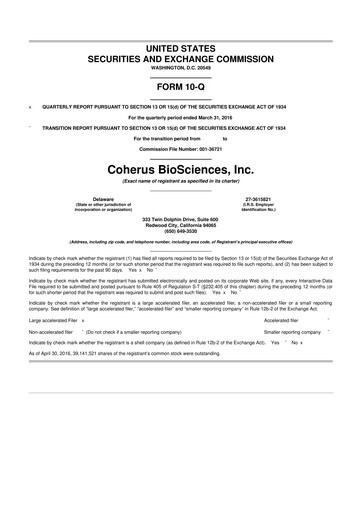 Thumbnail Coherus BioSciences
 10-Q Quarterly Report FY2016 