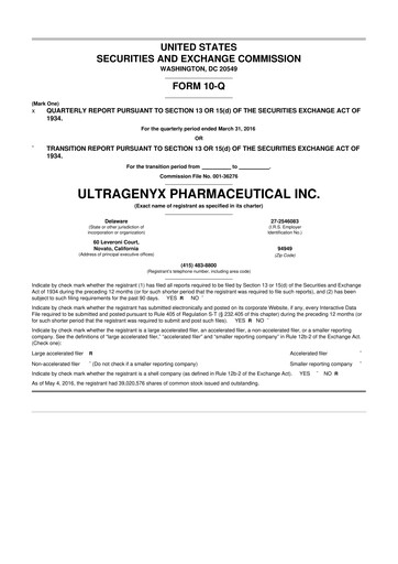 Thumbnail Ultragenyx Pharmaceutical 10-Q Quarterly Report FY2016 
