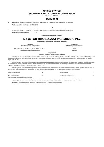 Thumbnail Nexstar Media Group
 10-Q Quarterly Report FY2016 