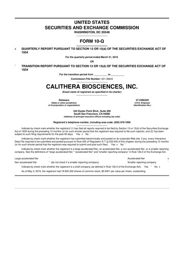 Thumbnail Calithera Biosciences
 10-Q Quarterly Report FY2016 