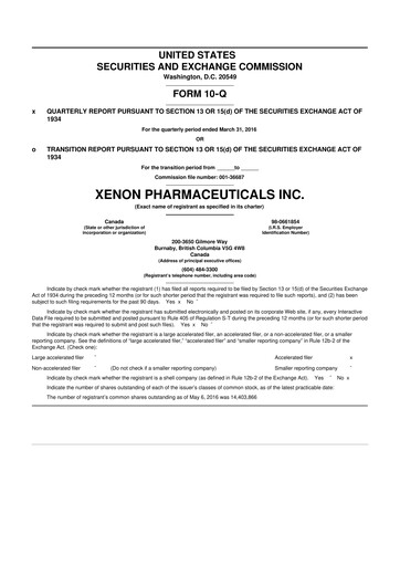 Thumbnail Xenon Pharmaceuticals 10-Q Quarterly Report FY2016 