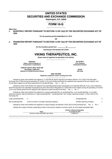 Thumbnail Viking Therapeutics
 10-Q Quarterly Report FY2016 