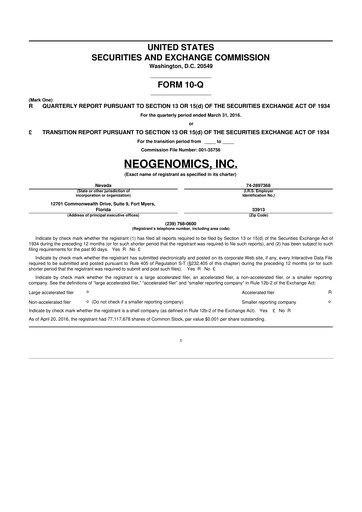 Thumbnail NeoGenomics
 10-Q Quarterly Report FY2016 
