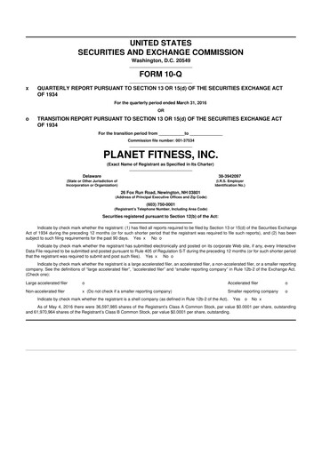 Thumbnail Planet Fitness
 10-Q Quarterly Report FY2016 