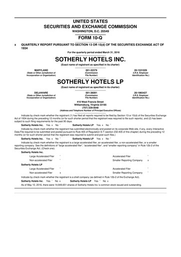 Vorschaubild Sotherly Hotels 10-Q Quartalsbericht  