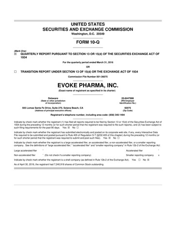 Thumbnail Evoke Pharma
 10-Q Quarterly Report FY2016 