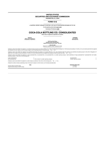 Thumbnail Coca-Cola Consolidated 10-Q Quarterly Report FY2016 
