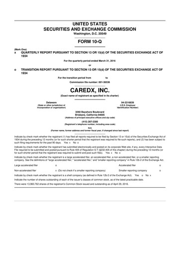 Thumbnail CareDx 10-Q Quarterly Report FY2016 