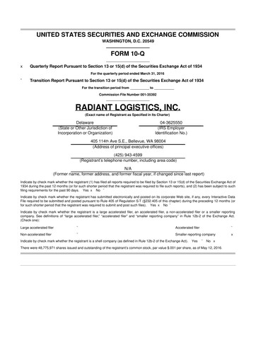 Thumbnail Radiant Logistics
 10-Q Quarterly Report FY2016 