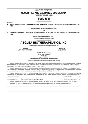 Miniature Spyre Therapeutics 10-Q Rapport trimestriel 2016 