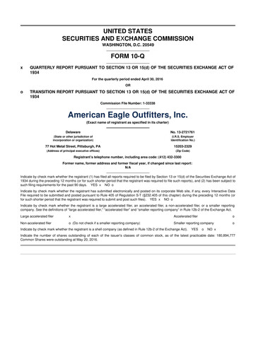 Thumbnail American Eagle Outfitters
 10-Q Quarterly Report FY2016 