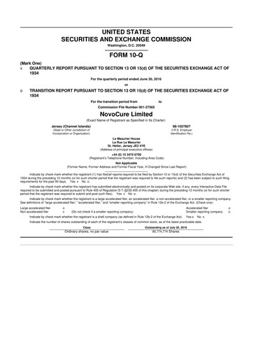 Thumbnail Novocure
 10-Q Quarterly Report FY2016 