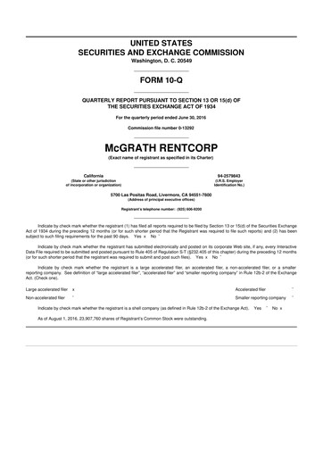 Thumbnail McGrath RentCorp
 10-Q Quarterly Report FY2016 