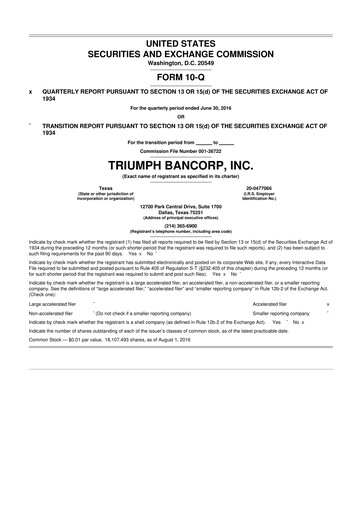 Vorschaubild Triumph Financial 10-Q Quartalsbericht 2016 