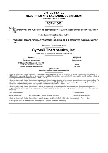 Thumbnail CytomX Therapeutics
 10-Q Quarterly Report FY2016 