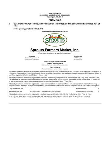 Thumbnail Sprouts Farmers Market 10-Q Quarterly Report FY2016 