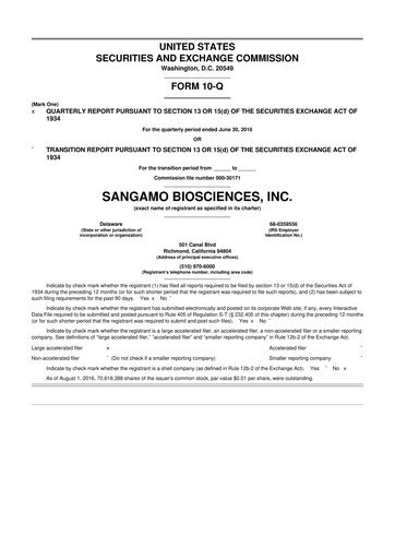 Thumbnail Sangamo Therapeutics
 10-Q Quarterly Report FY2016 