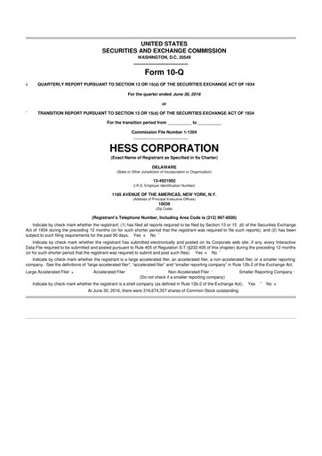 Vorschaubild Hess 10-Q Quartalsbericht 2016 
