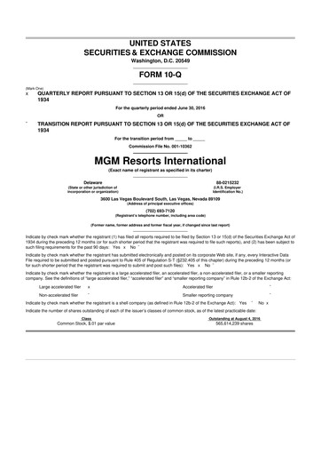 Thumbnail MGM Resorts

 10-Q Quarterly Report FY2016 