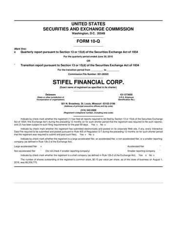 Vorschaubild Stifel
 10-Q Quartalsbericht 2016 