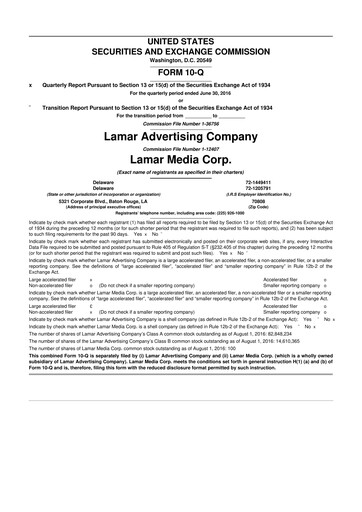 Thumbnail Lamar Advertising 10-Q Quarterly Report FY 