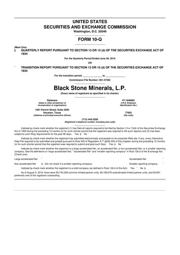 Thumbnail Black Stone Minerals
 10-Q Quarterly Report FY2016 