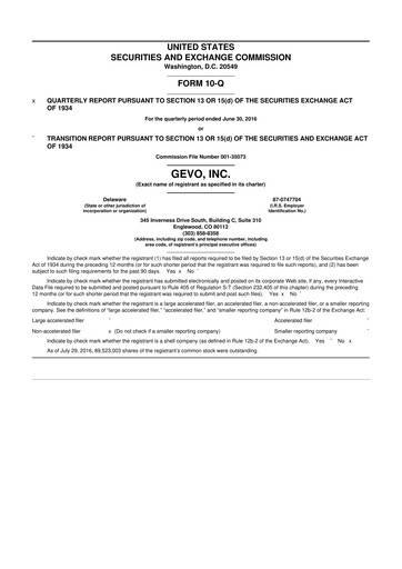 Thumbnail Gevo 10-Q Quarterly Report FY2016 