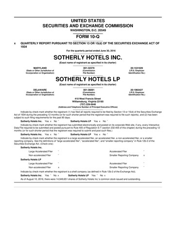 Vorschaubild Sotherly Hotels 10-Q Quartalsbericht  