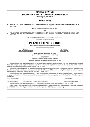 Thumbnail Planet Fitness
 10-Q Quarterly Report FY2016 