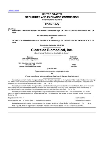 Thumbnail Clearside Biomedical
 10-Q Quarterly Report FY2016 